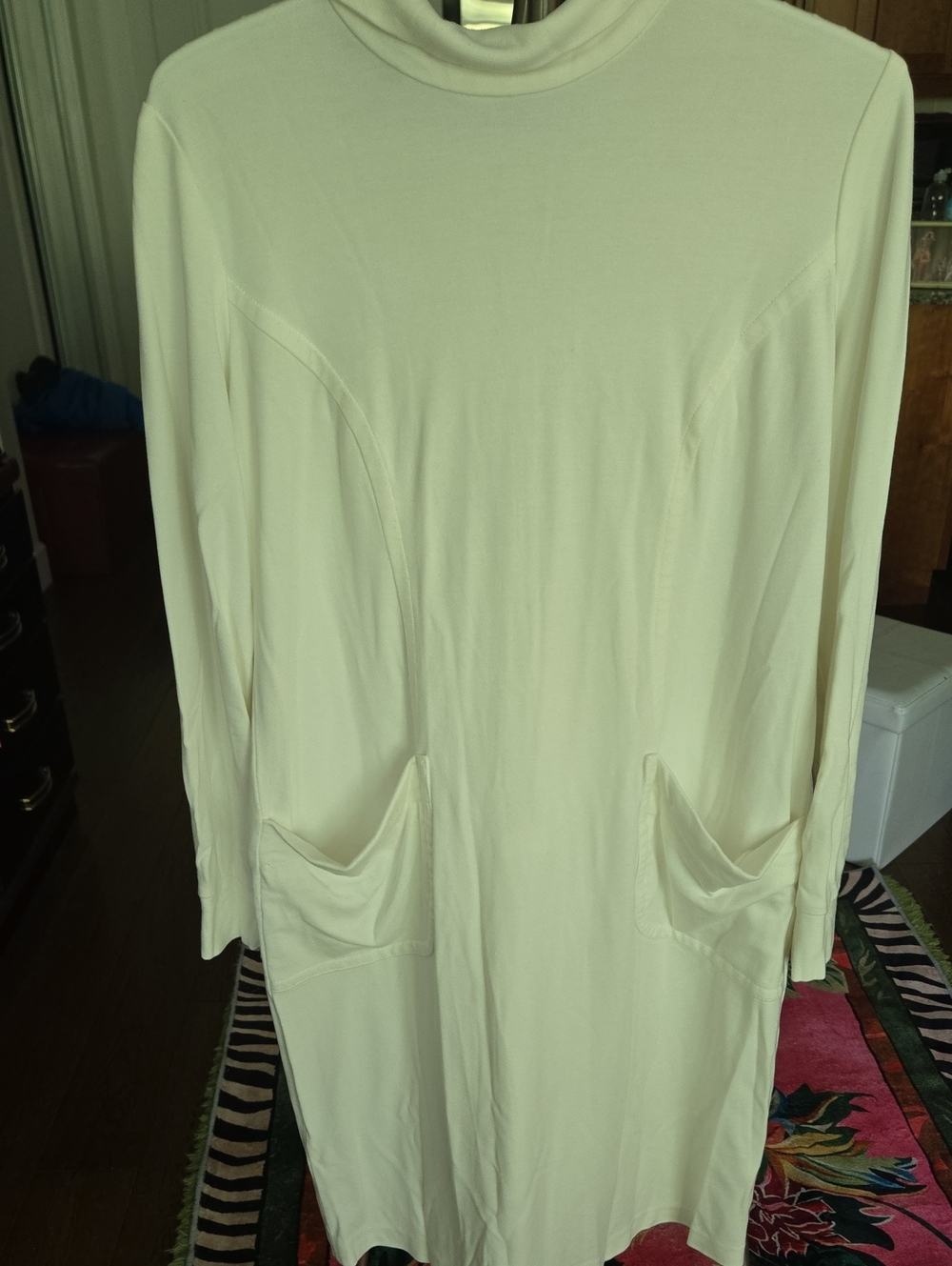 Cream Long-Sleeve Pocket Tunic Top